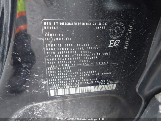 3VV4B7AX8JM007892 Volkswagen Tiguan Highline