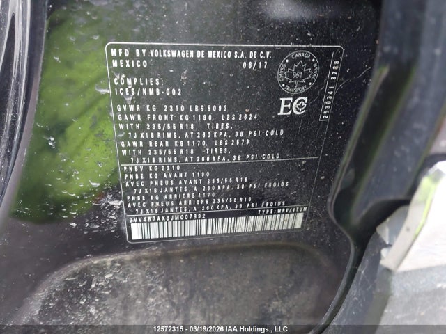 3VV4B7AX8JM007892 Volkswagen Tiguan Highline