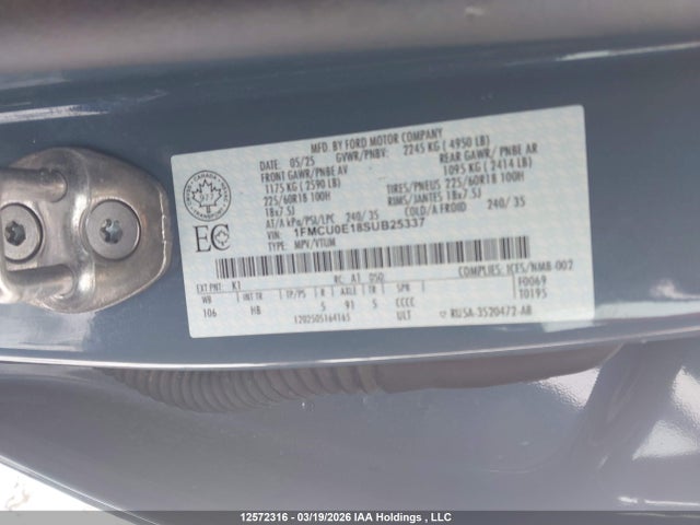 Продаж на аукціоні авто 2025 Ford Escape, vin: 1FMCU0E18SUB25337, номер лоту: 12572316