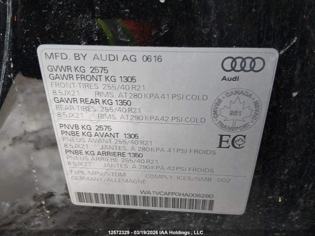 WA1VCAFP0HA006260 Audi Sq5 Prestige