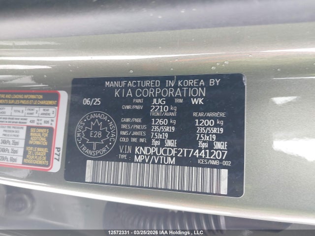 Продажа на аукционе авто 2026 Kia Sportage Lx/x-line, vin: KNDPUCDF2T7441207, номер лота: 12572331