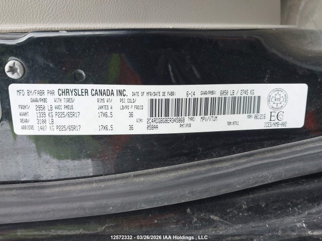 Продаж на аукціоні авто 2014 Dodge Grand Caravan Se/sxt, vin: 2C4RDGBG8ER345868, номер лоту: 12572332