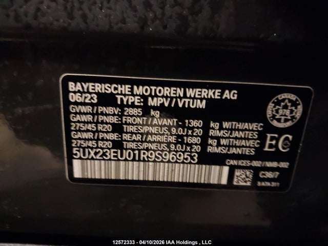 2024 Bmw X5 Xdrive40i მანქანა იყიდება აუქციონზე, vin: 5UX23EU01R9S96953, აუქციონის ნომერი: 12572333