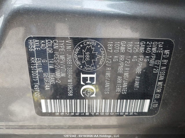 JN8BT3BB4PW198268 Nissan Rogue Sv Midnight Edition/sv Moonroof