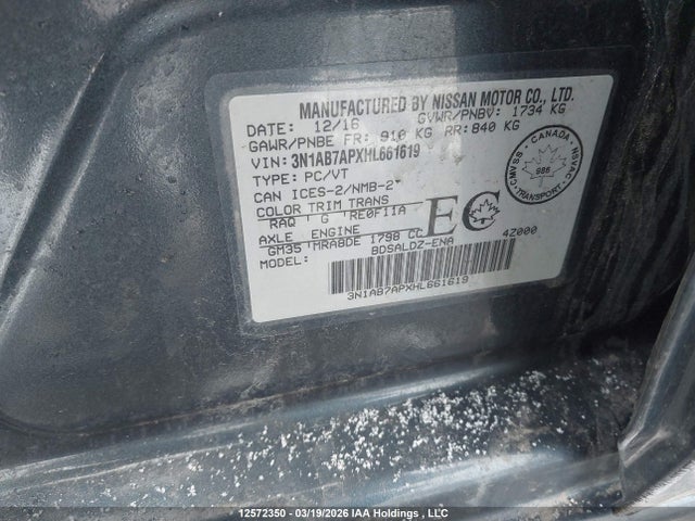 3N1AB7APXHL661619 Nissan Sentra