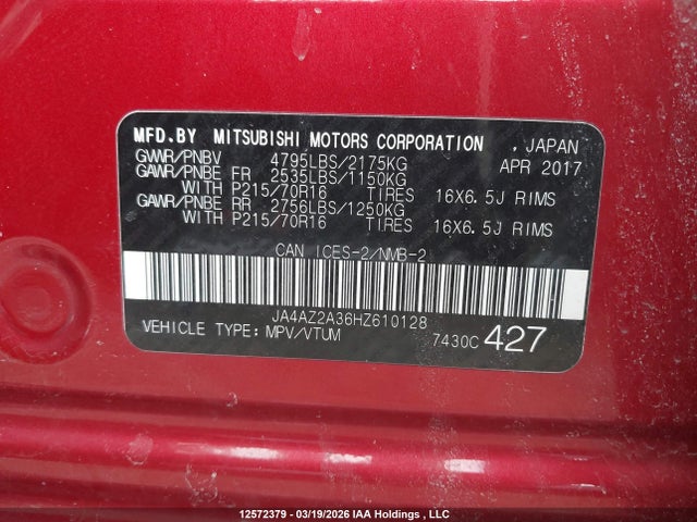 JA4AZ2A36HZ610128 Mitsubishi Outlander Es