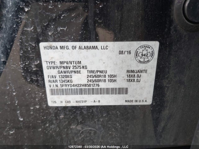 Продаж на аукціоні авто 2017 Acura Mdx, vin: 5FRYD4H22HB501276, номер лоту: 12572380