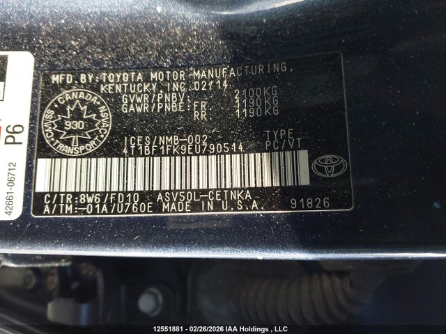 Aukcja sprzedaży 2014 Toyota Camry Le, vin: 4T1BF1FK9EU790514, numer aukcji: 12551881