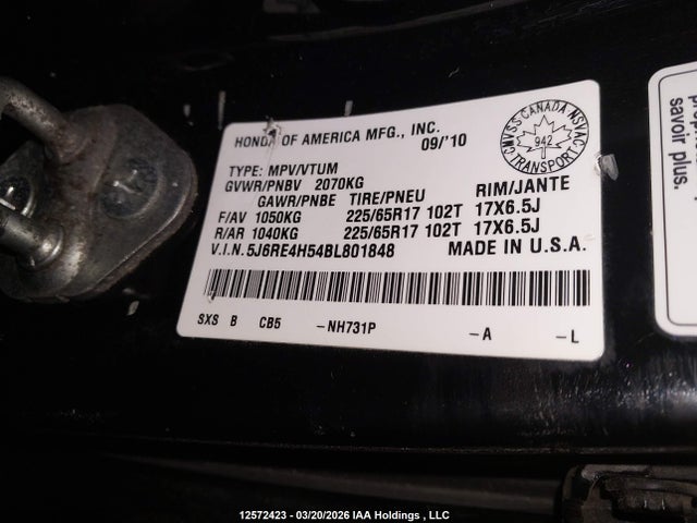 Aukcja sprzedaży 2011 Honda Cr-v Ex, vin: 5J6RE4H54BL801848, numer aukcji: 12572423