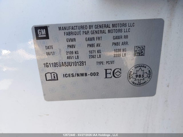 1G1105SA8JU101281 Chevrolet IMPALA LT