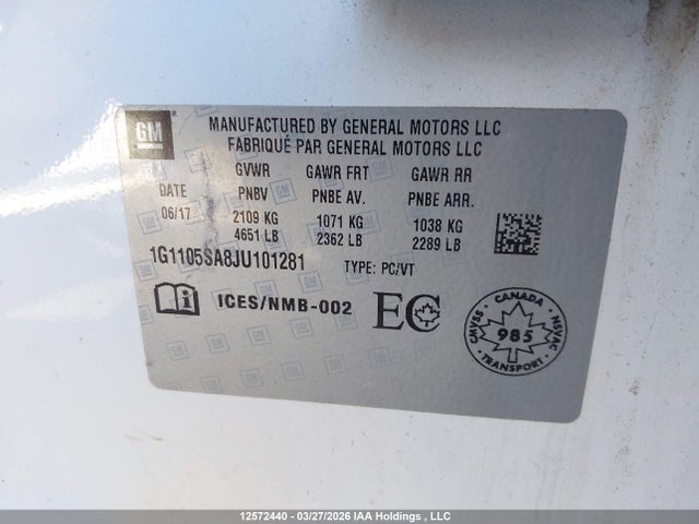 1G1105SA8JU101281 Chevrolet IMPALA LT