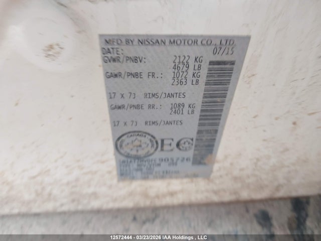 Продажа на аукционе авто 2015 Nissan Rogue S/sl/sv, vin: 5N1AT2MV0FC905726, номер лота: 12572444