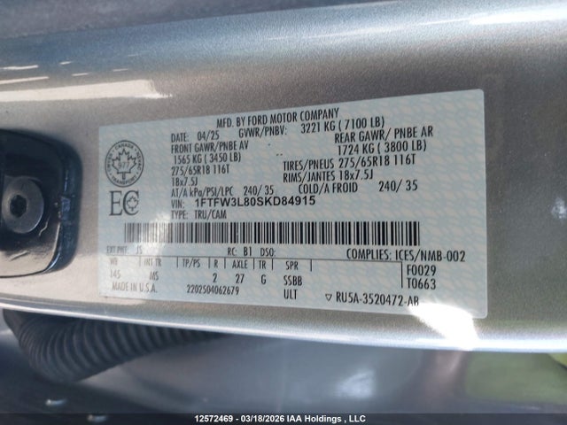 1FTFW3L80SKD84915 Ford F150 Xlt
