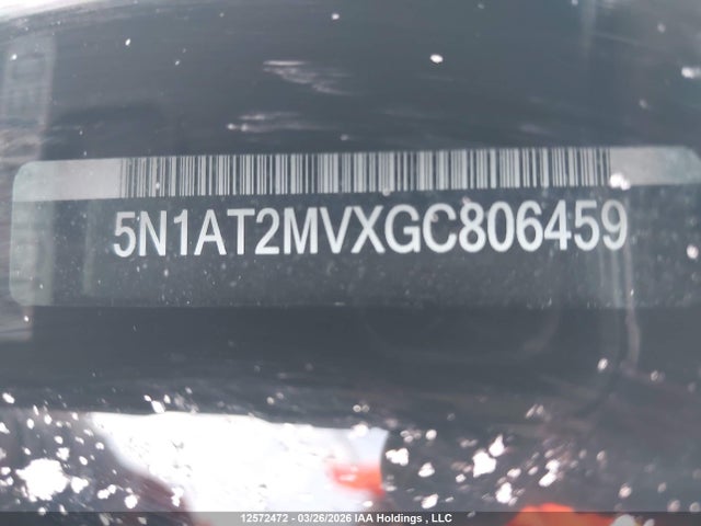 12572472 :رقم المزاد ، 5N1AT2MVXGC806459 vin ، 2016 Nissan Rogue مزاد بيع