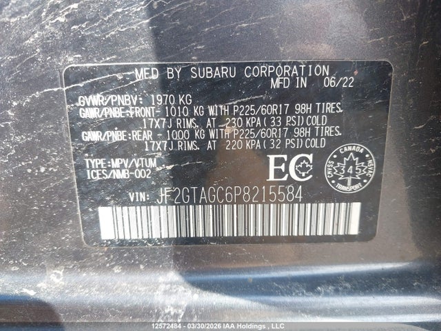 JF2GTAGC6P8215584 Subaru Crosstrek Premium
