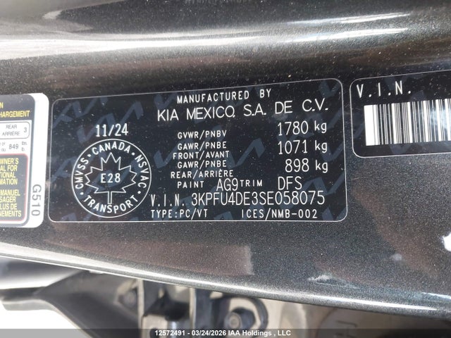 Aukcja sprzedaży 2025 Kia K4 Ex/ex+, vin: 3KPFU4DE3SE058075, numer aukcji: 12572491