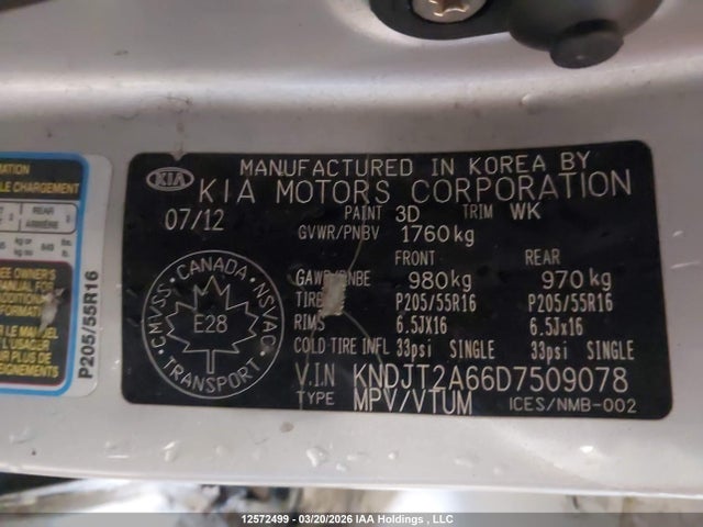 12572499 :رقم المزاد ، KNDJT2A66D7509078 vin ، 2013 Kia Soul +/!/sport مزاد بيع