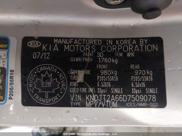 12572499 :رقم المزاد ، KNDJT2A66D7509078 vin ، 2013 Kia Soul +/!/sport مزاد بيع