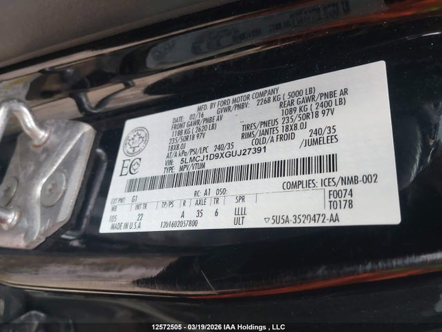 5LMCJ1D9XGUJ27391 Lincoln Mkc Premier