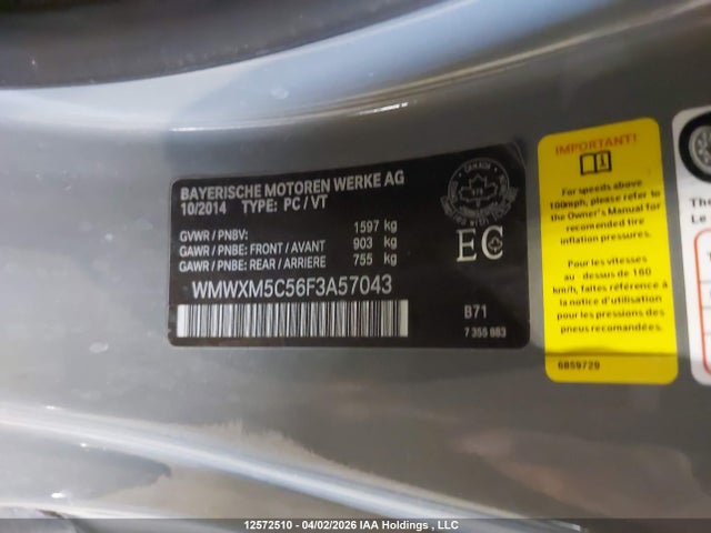 WMWXM5C56F3A57043 Mini 3 Door Cooper