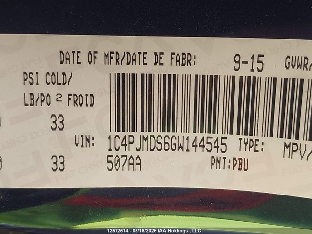 1C4PJMDS6GW144545 Jeep Cherokee Limited