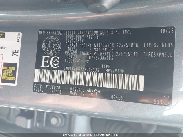 7MUFBABG8PV016335 Toyota Corolla Cross Hybrid Xse