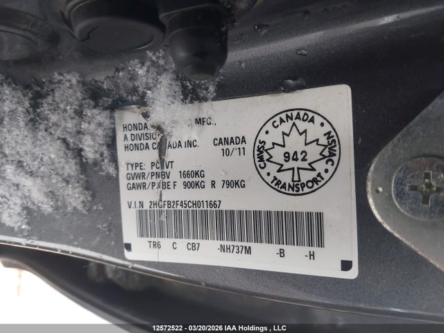 Продаж на аукціоні авто 2012 Honda Civic Lx, vin: 2HGFB2F45CH011667, номер лоту: 12572522