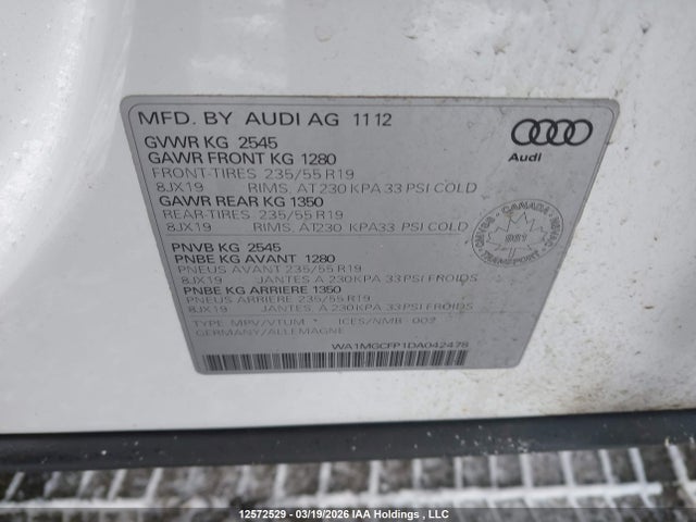 Aukcja sprzedaży 2013 Audi Q5 3.0t Premium/3.0t Premium Plus, vin: WA1MGCFP1DA042478, numer aukcji: 12572529