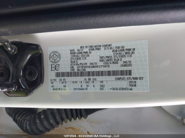 Продажа на аукционе авто 2017 Ford F150 Supercrew, vin: 1FTEW1EG8HFC71672, номер лота: 12572534