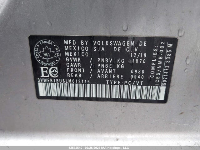 Volkswagen Jetta Highline 2020 3VWEB7BU6LM013116 Image 9