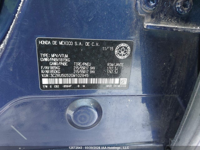 3CZRU5G52GM102945 Honda HR-V EX