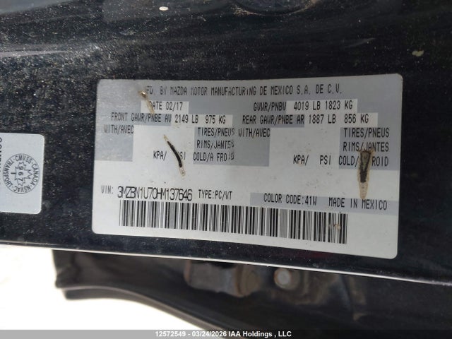 3MZBN1U70HM137646 Mazda Mazda3 Gx