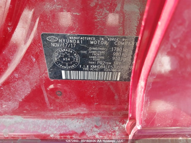 KMHD84LF5JU598576 Hyundai ELANTRA GL