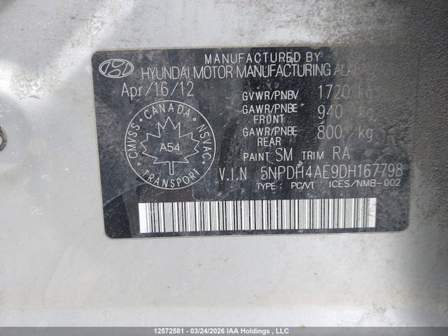 Продаж на аукціоні авто 2013 Hyundai Elantra Gls/limited, vin: 5NPDH4AE9DH167798, номер лоту: 12572581