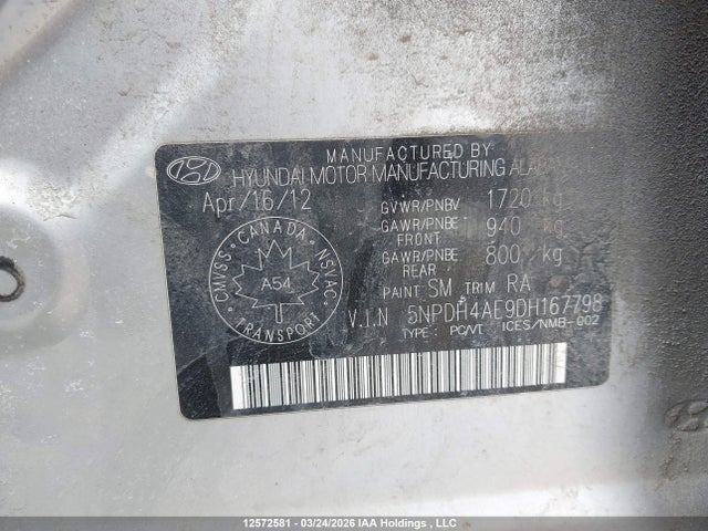Продаж на аукціоні авто 2013 Hyundai Elantra Gls/limited, vin: 5NPDH4AE9DH167798, номер лоту: 12572581