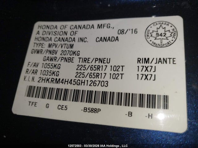 2HKRM4H45GH126703 Honda CR-V SE