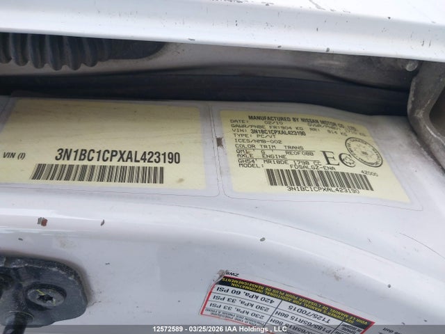 Aukcja sprzedaży 2010 Nissan Versa, vin: 3N1BC1CPXAL423190, numer aukcji: 12572589