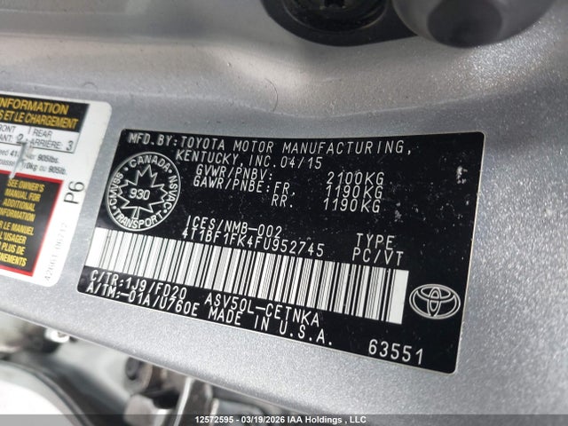 4T1BF1FK4FU952745 Toyota Camry Le/xle/se/xse