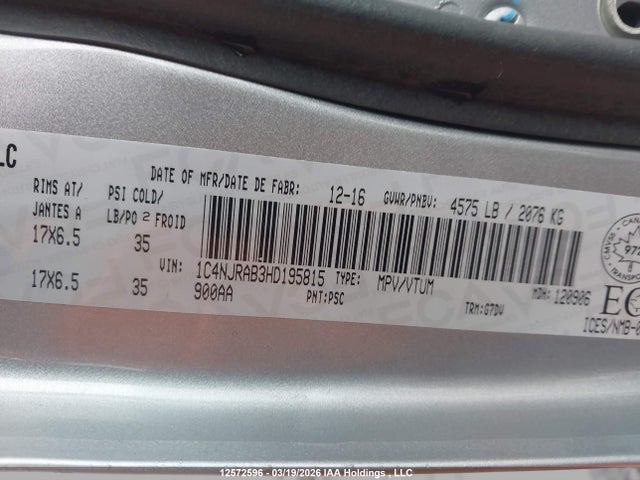 1C4NJRAB3HD195815 Jeep Patriot Sport/north