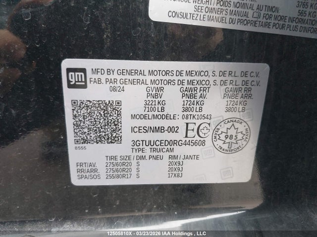 3GTUUCED0RG445608 GMC Sierra 1500 Elevation