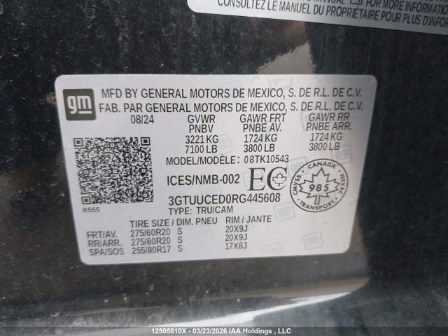 3GTUUCED0RG445608 GMC Sierra 1500 Elevation