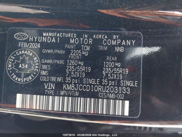 KM8JCCD10RU203133 Hyundai Tucson Sel Convenience