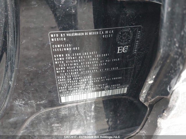 Aukcja sprzedaży 2021 Volkswagen Tiguan Trendline, vin: 3VV0B7AX8MM087620, numer aukcji: 12572617