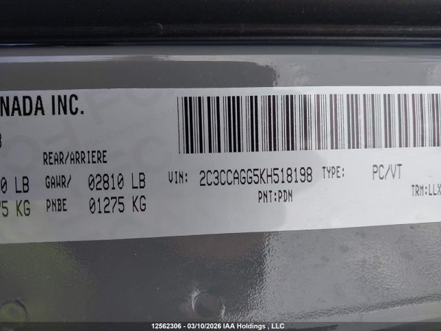 12562306 :رقم المزاد ، 2C3CCAGG5KH518198 vin ، 2019 Chrysler 300 S مزاد بيع