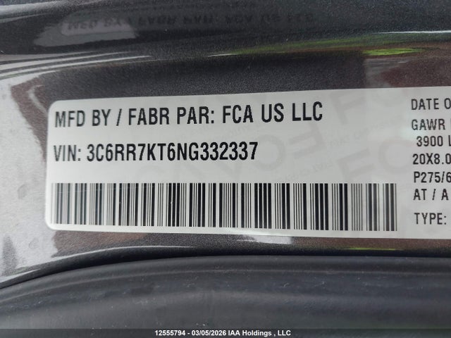 3C6RR7KT6NG332337 RAM 1500 Classic Tradesman