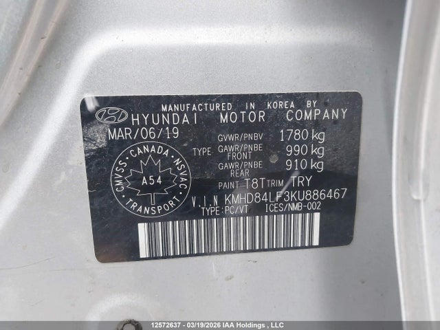 KMHD84LF3KU886467 Hyundai Elantra