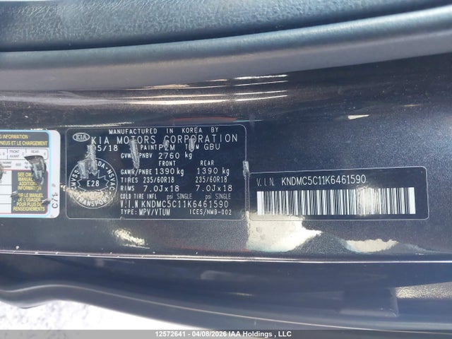 Продажа на аукционе авто 2019 Kia Sedona, vin: KNDMC5C11K6461590, номер лота: 12572641