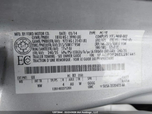 Aukcja sprzedaży 2014 Ford Focus, vin: 1FADP3F26EL297441, numer aukcji: 12572644