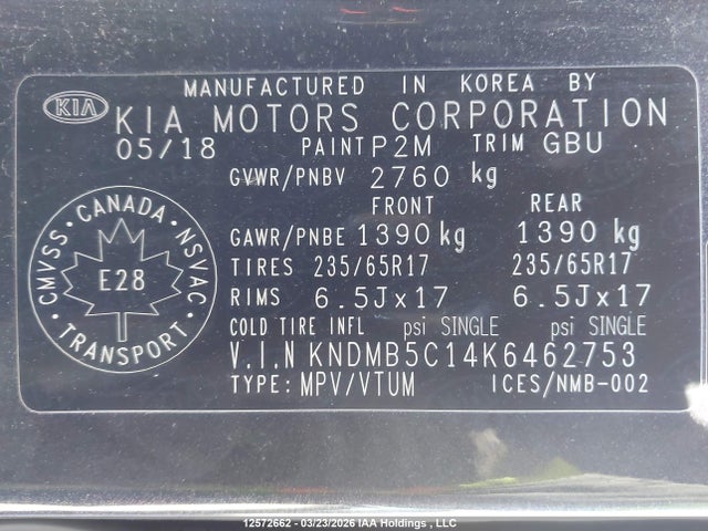 2019 Kia Sedona Lx/ex მანქანა იყიდება აუქციონზე, vin: KNDMB5C14K6462753, აუქციონის ნომერი: 12572662