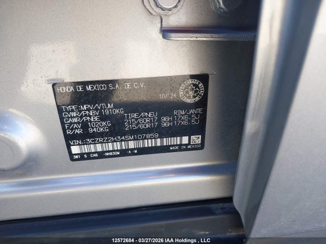 3CZRZ2H34SM107859 Honda HR-V LX